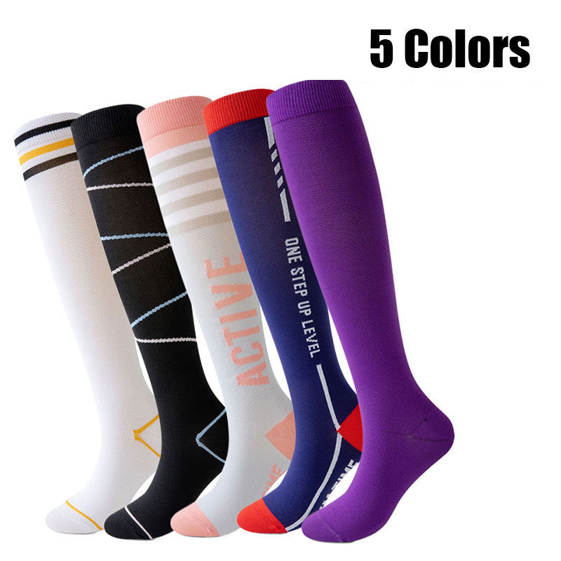 5 Pairs Womens Pressure Running Skipping Rope Fitness Sports Socks Mid-length Tube High Barrel Calf Muscle Energy