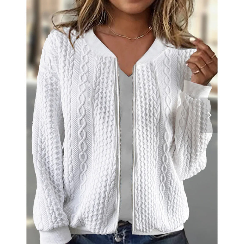 Bomber Jackets For Women Cute Jacquard Coats Lightweight Zip Up Jackets Dressy Casual