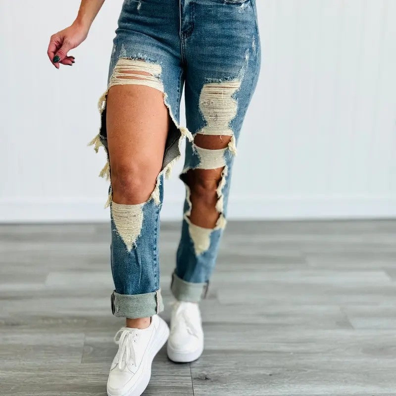 Women's High-Waist Jeans, Straight-Leg Ankle-Length Jeans In A Classic Style, Cotton Denim For All Seasons