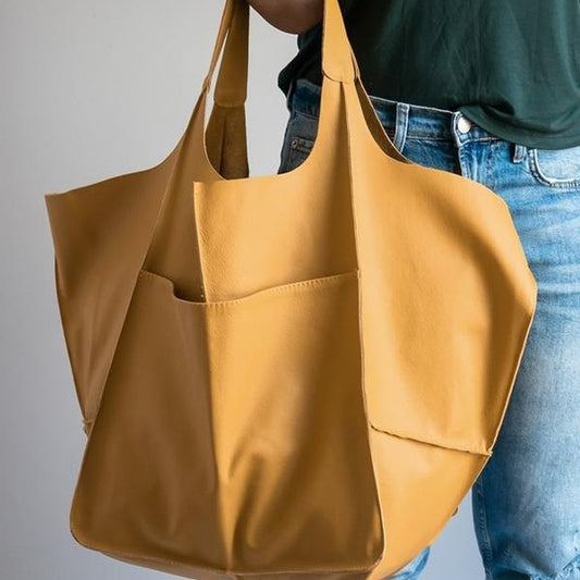 Retro PU Soft Pitot Bag - Large Capacity Single Shoulder Portable Simple Tote Women's Bag