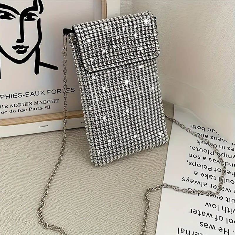 Women's Crossbody Bag Glitter Rhinestone Evening Bag Purse Sequin Wedding Handbag Cell Phone Purse Wallet