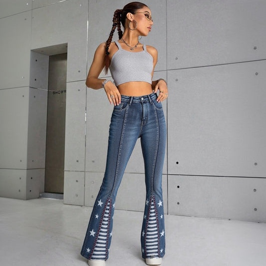 Vintage Star Pattern Jeans