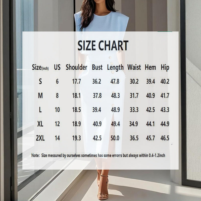 Women's Solid Color Round Neck Short Sleeve Dress With Side Slit, Button & Pockets - A-Line Cinched Waist Summer Casual Office Wear