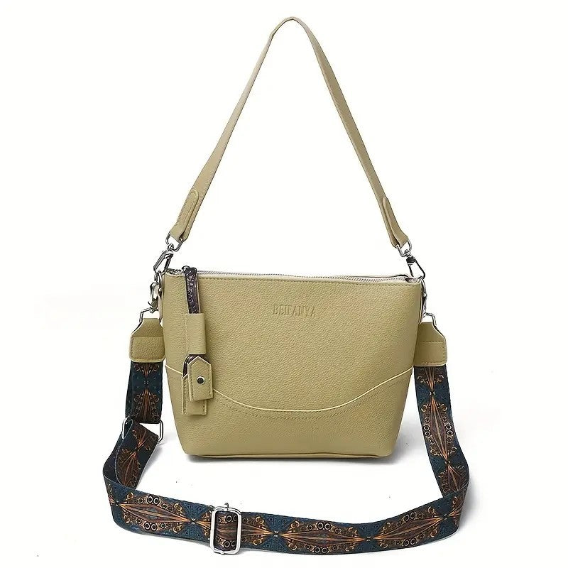 Women's Elegant Ethnic Embroidery Shoulder Strap Bag - Large Capacity Crossbody Bag With Zipper Closure, 3D Ergonomic Design, Suitable For Commuting, Travel, Daily Use, Multi-color Optional, Durable P