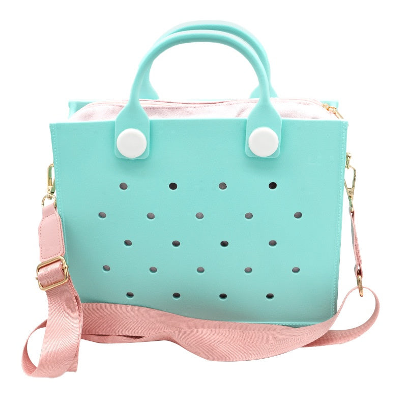 Waterproof EVA Handbag Punching Women's Tote Bags With Shoulder Strap For Women Hand Tote Bag Beach Bag