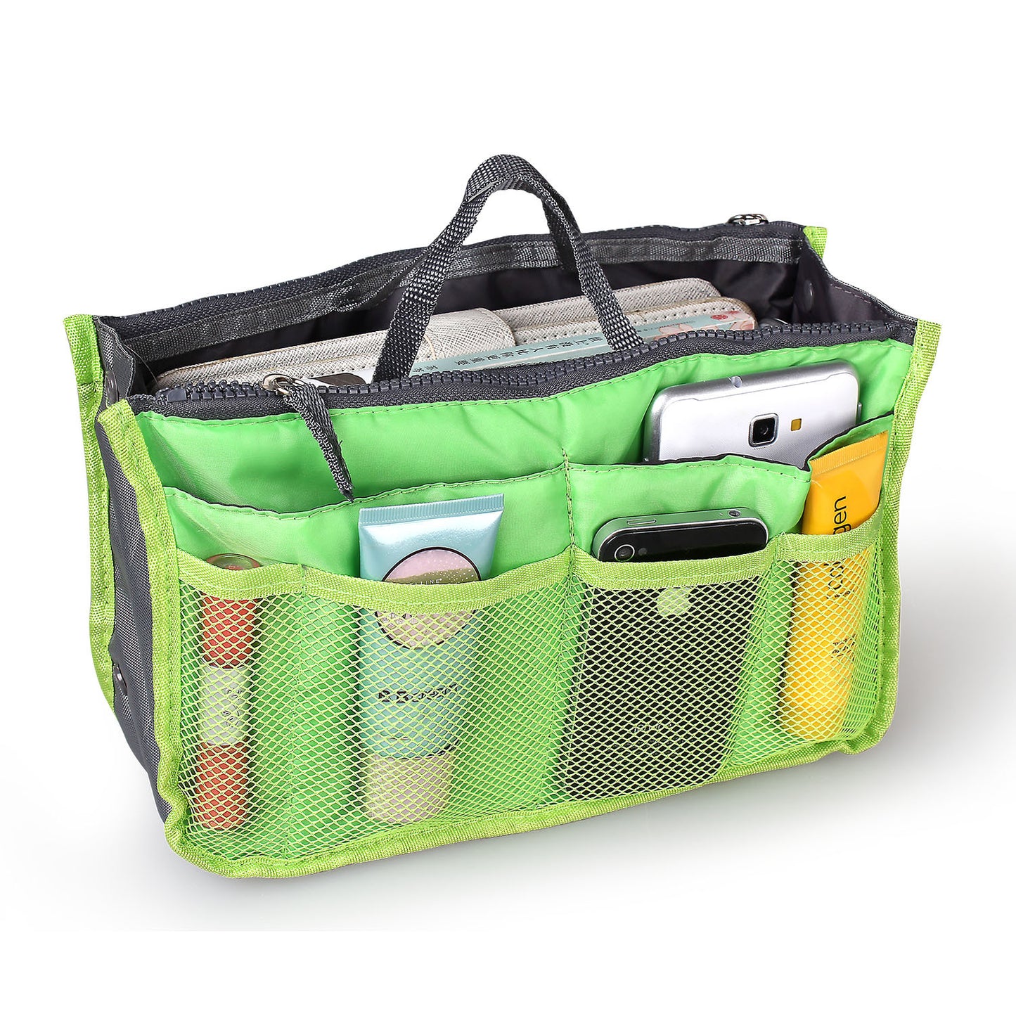 Women Lady Travel Insert Handbag Organizer Makeup Bags Toiletry Purse Liner With Hand Strap